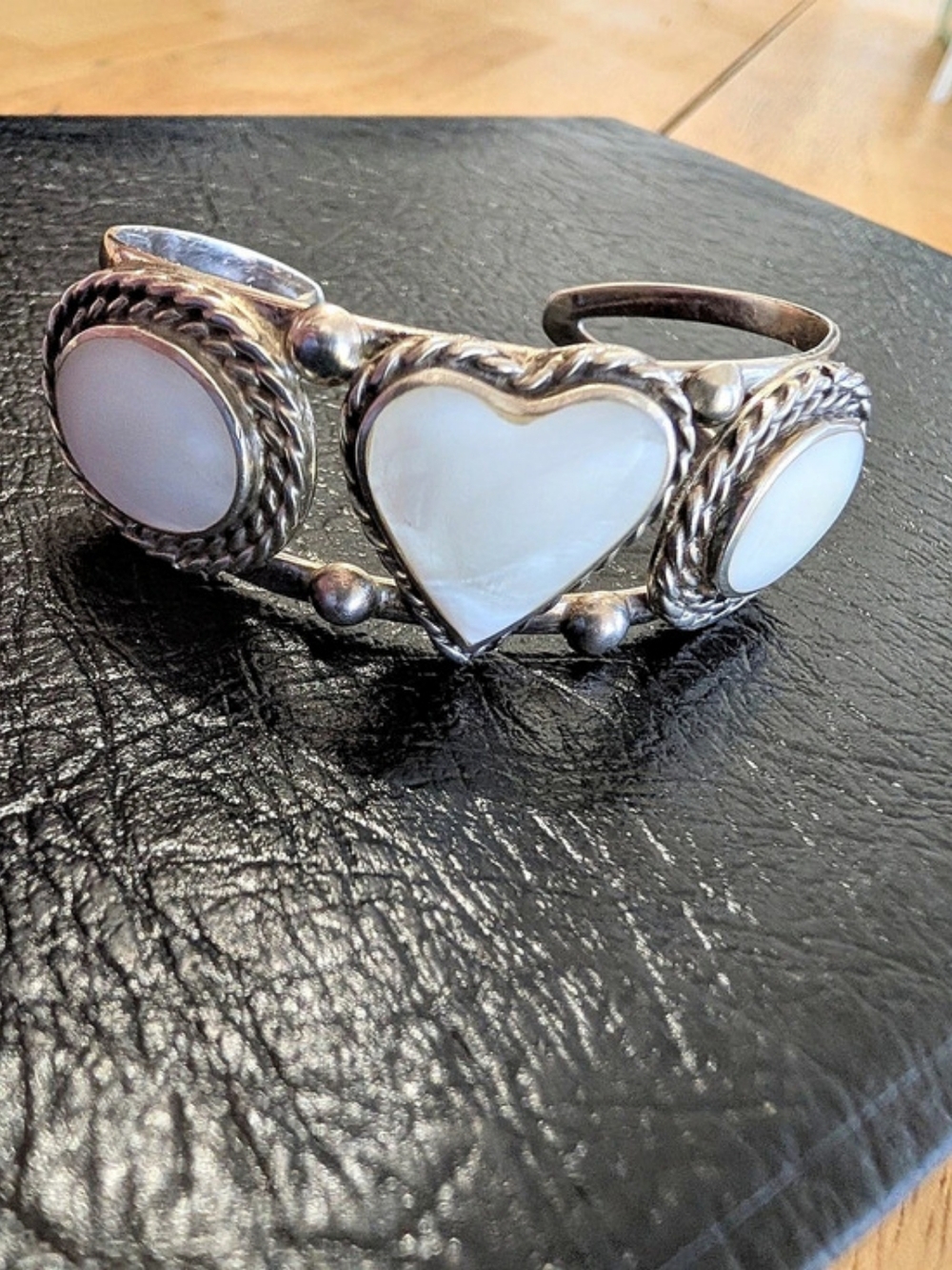 MWS Mexico Sterling Silver Mother Of Pearl Cuff Bracelet